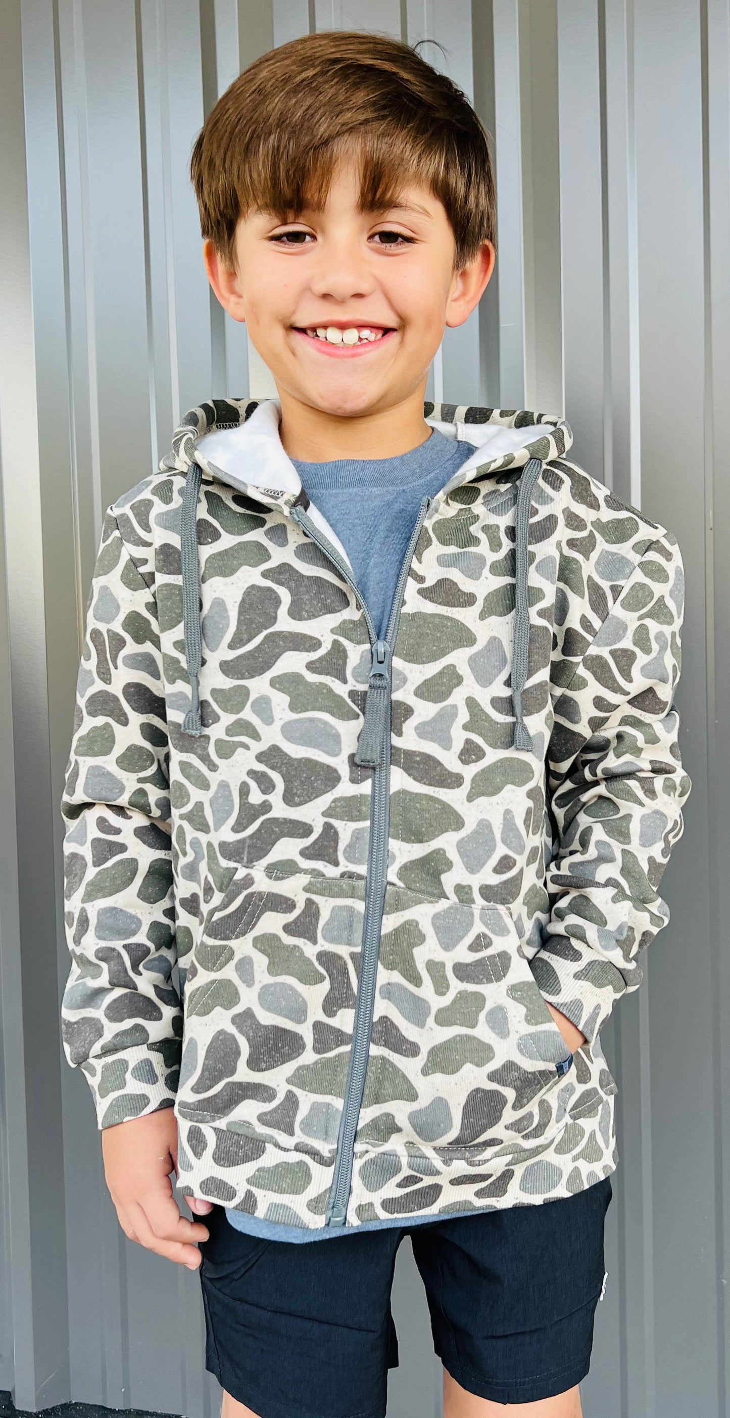 Youth Fleece Zip Up - Classic Deer Camo