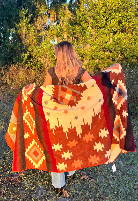 Andean Alpaca Wool Blanket Rust