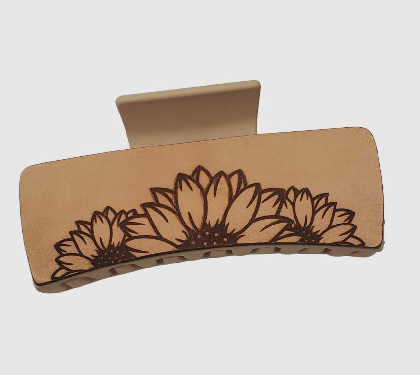 Sunflower Leather Hair Clip / Hair Claw
Vegan Leather