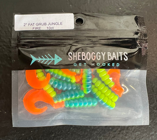 SHEBOGGY FAT GRUB JUNGLE FIRE 2” 10ct