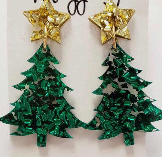 Christmas Tree Acrylic Earrings