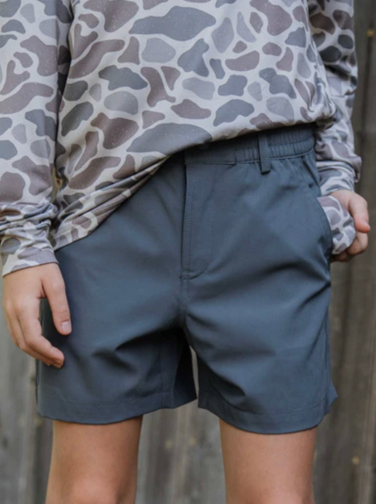 Youth Shorts - River Rock Grey - Deer Camo Pocket