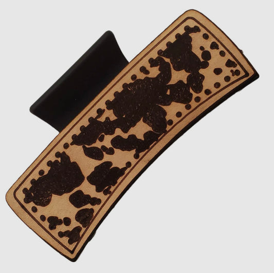 Cow Print Leather Hair Clip / Hair Claw
Vegan Leather