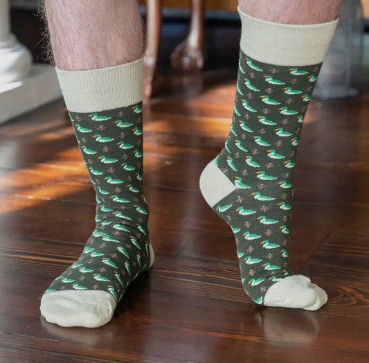 Men's Duck Socks Hunter Green/Taupe One Size