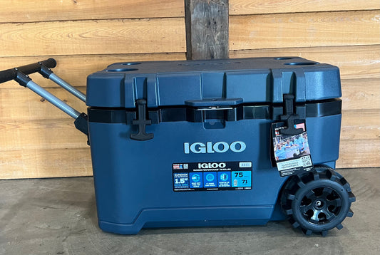 Igloo 72 QT Overland Ice Chest Cooler with Wheels, Navy