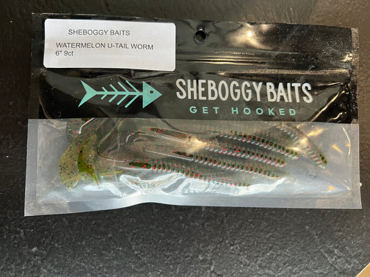 SHEBOGGY BAITS WATERMELON U-TAIL WORM
6" 9ct