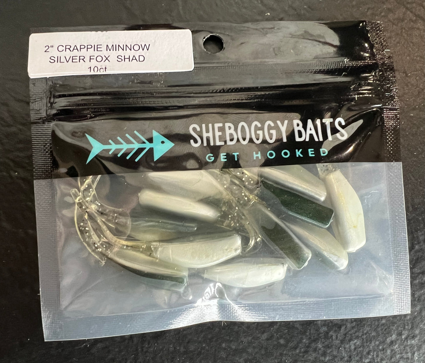 SHEBOGGY CRAPPIE MINNOW SILVER FOX SHAD 2” 10ct