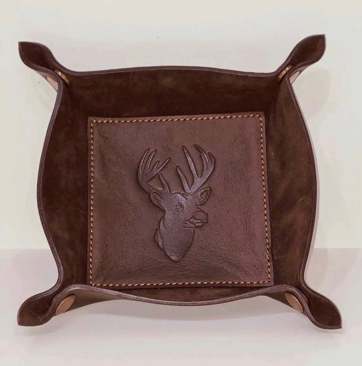 Deer Leather Embossed Valet Tray
Dark Brown 8x8